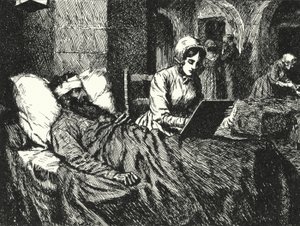 英国护士弗洛伦斯•南丁格尔为1855年斯库塔里医院在克里米亚战争中受伤的士兵写了一封信