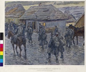 1915 年卢巴尔托夫的红军行军（印刷品） 作者 阿尔弗雷德·韦斯曼