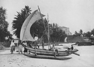 拉维尼亚山海岸的支腿钓鱼独木舟，c1890，1910年