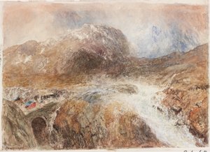Nant Frangon（纸上的铅笔和水彩画（贴在船上））