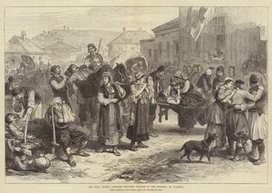 战争中，妇女将受伤的士兵带到伊万尼察的医院 作者 Alfred William Hunt