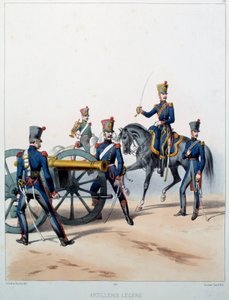 拿破仑军队：轻型火炮。 Alfred De Marbot（19 世纪）雕刻，1812 年。马尔迈松，杜城堡博物馆。 作者 阿尔弗雷德·德（后）马伯特