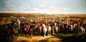 阿尔伯特亲王（1819-61）在布洛涅附近的高地上对拿破仑三世（1808-73）的访问，1854年9月8日（布面油画）。