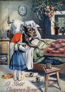 小红帽。 民间故事。 1910 年左右《Les beaux tales》系列《Nos loisirs》中的 Vaccari 和 Carrey 插图。私人收藏。 作者 阿尔弗雷多和凯瑞·瓦卡里
