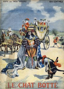 引导猫。 民间故事。 1910 年左右《Les beaux tales》系列《Nos loisirs》中的 Vaccari 和 Carrey 插图。私人收藏。 作者 阿尔弗雷多和凯瑞·瓦卡里
