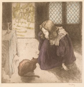 室内，《猫的小女孩》，1897年。