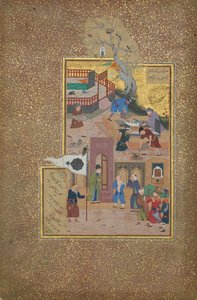 葬礼游行，对开页35r，来自《Mantiq al-tair语言的鸟》，回历892年，公元1487年。