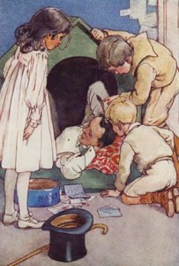 他将住在狗窝里，直到他的孩子们回来（彩色石版画） 作者 爱丽丝·博林布鲁克（后）伍德沃德