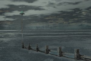 海滩漫步，海边利，2018 年（手绘照片）