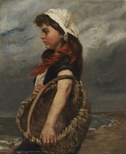 带篮子的女孩，约1888年。 作者 爱丽丝·派克·巴尼