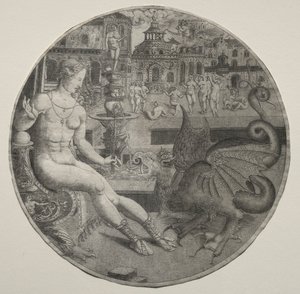 裸体女人和一条龙，1523年。