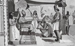 拉美西斯二世接受与赫梯人签订的条约副本（石版画） 作者 艾伦·斯图尔特