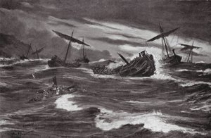 薛西斯舰队在卡萨尼亚湾（石版画） 作者 艾伦·斯图尔特