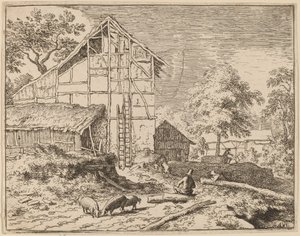 有两个梯子的小屋，大概是1645-1656年。 作者 阿拉特·范·埃弗丁根