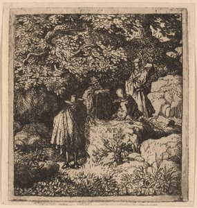 树下的四个人物，大概在1645-1656年。