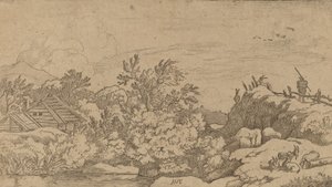 山上的羊群，大概在1645-1656年。 作者 阿拉特·范·埃弗丁根