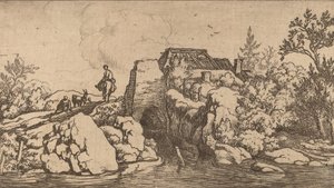 石桥上的骑士，大概在1645-1656年间。 作者 阿拉特·范·埃弗丁根