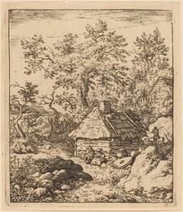 靠近木桶的风景与磨石，可能约1645-1656。 作者 阿拉特·范·埃弗丁根