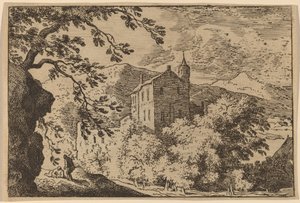 带塔楼的大房子，大概在1645-1656年。 作者 阿拉特·范·埃弗丁根