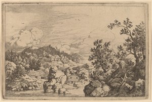 突出于河面的大岩石，大概在1645-1656年。 作者 阿拉特·范·埃弗丁根
