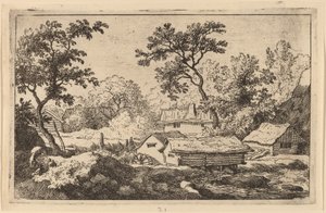 瀑布下的磨坊，大概在1645-1656年。 作者 阿拉特·范·埃弗丁根