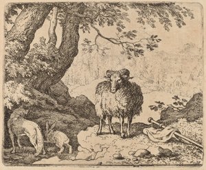 雷纳德在公羊和兔子的陪伴下回家，大概在1645-1656年间。 作者 阿拉特·范·埃弗丁根