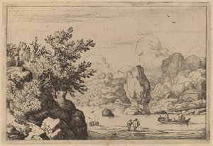 河流中间的岩石，大概在1645-1656年。 作者 阿拉特·范·埃弗丁根