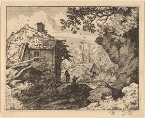 从后面看到的草屋，大概在1645-1656年。 作者 阿拉特·范·埃弗丁根