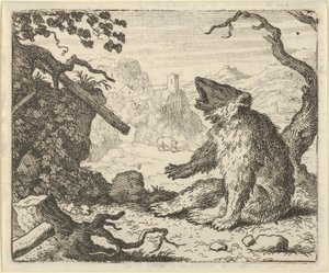 熊叫雷纳德出现在动物理事会面前，1650-75。 作者 阿拉特·范·埃弗丁根