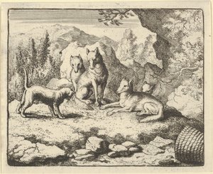 猫叫雷纳德出庭，1650-75。 作者 阿拉特·范·埃弗丁根