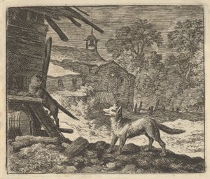 猫爬上谷仓》，1650-75。 作者 阿拉特·范·埃弗丁根