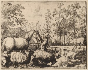 马与鹿》，可能约1645-1656年。 作者 阿拉特·范·埃弗丁根