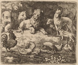 公鸡为雷纳德充电，大概在1645-1656年。 作者 阿拉特·范·埃弗丁根