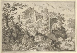 山上的三间小屋，17世纪。 作者 阿拉特·范·埃弗丁根
