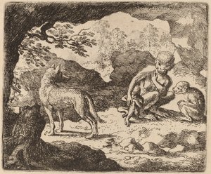 狼和猴子》，可能约1645-1656年。 作者 阿拉特·范·埃弗丁根