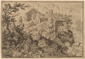岩石上的三间小屋，大概在1645-1656年。 作者 阿拉特·范·埃弗丁根
