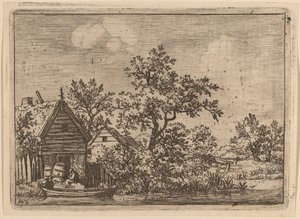 茅屋前的两个酒桶，大概在1645-1656年。