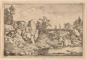 水中的两根木头，大概在1645-1656年。 作者 阿拉特·范·埃弗丁根