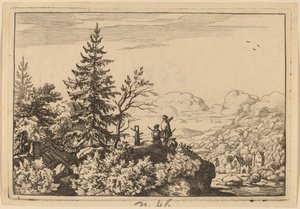 山上的两个人，大概在1645-1656年。 作者 阿拉特·范·埃弗丁根