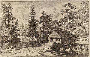 河景中的女人望着一艘船，大概在1645-1656年。 作者 阿拉特·范·埃弗丁根