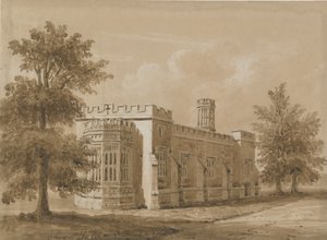Tixall-Tixall礼拜堂的教堂：红棕褐色水墨画，nd [1842年7月]