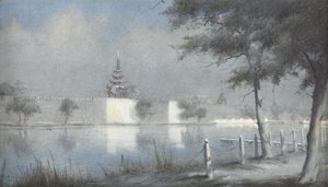 月光下的曼德勒护城河，1924年（纸上写着）