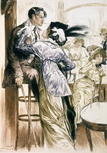 《恋人》，摘自《巴黎：Moeurs、服装与态度 1912-13》，卷。 1：Les Bars，1914 年出版（彩色平版印刷）