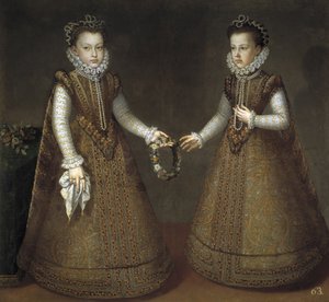 1566-1633年的Infantas Isabel Clara Eugenia和西班牙的Catherine Michelle（1567-1597年）。 1575 作者 阿隆索·桑切斯·科洛
