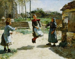 小女孩跳绳；跳绳的孩子