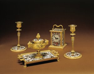 拿破仑三世四件套办公桌，Duvinage和Harinckouk的镶嵌，约1877年