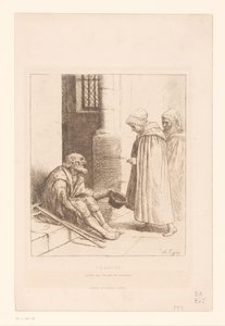 楼梯上的乞丐
慈善 作者 阿方斯·莱格罗斯（Alphonse Legros）