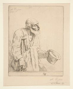 拄拐杖的乞丐 作者 阿方斯·莱格罗斯（Alphonse Legros）