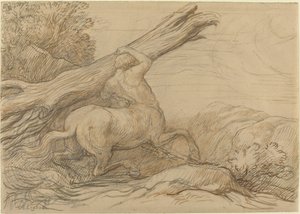 扛着树干的半人马。 作者 阿方斯·莱格罗斯（Alphonse Legros）