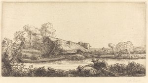 傍晚时分看到的沿河农场 (La ferme sur la riviere: Effet du soir) 作者 阿方斯·莱格罗斯（Alphonse Legros）